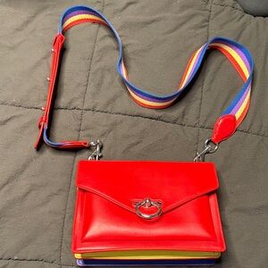 Rebecca Minkoff Red Crossbody with Multicolor Strap